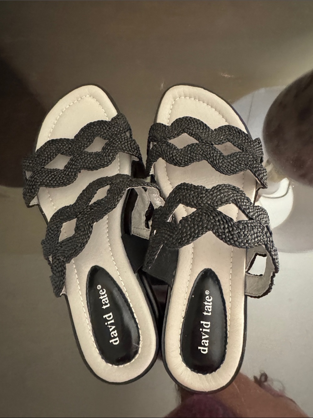 David Tate Black Braided Slide Mules